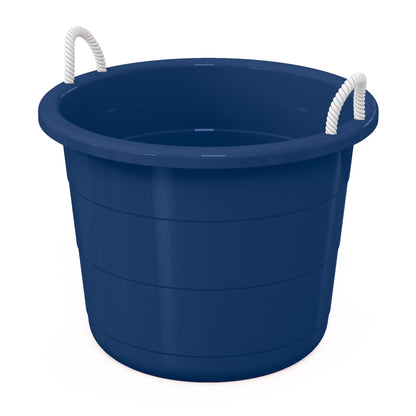 Life Story 17 Gal Plastic Storage Open Top Bucket with Rope Handles, Blue, 2 Pk