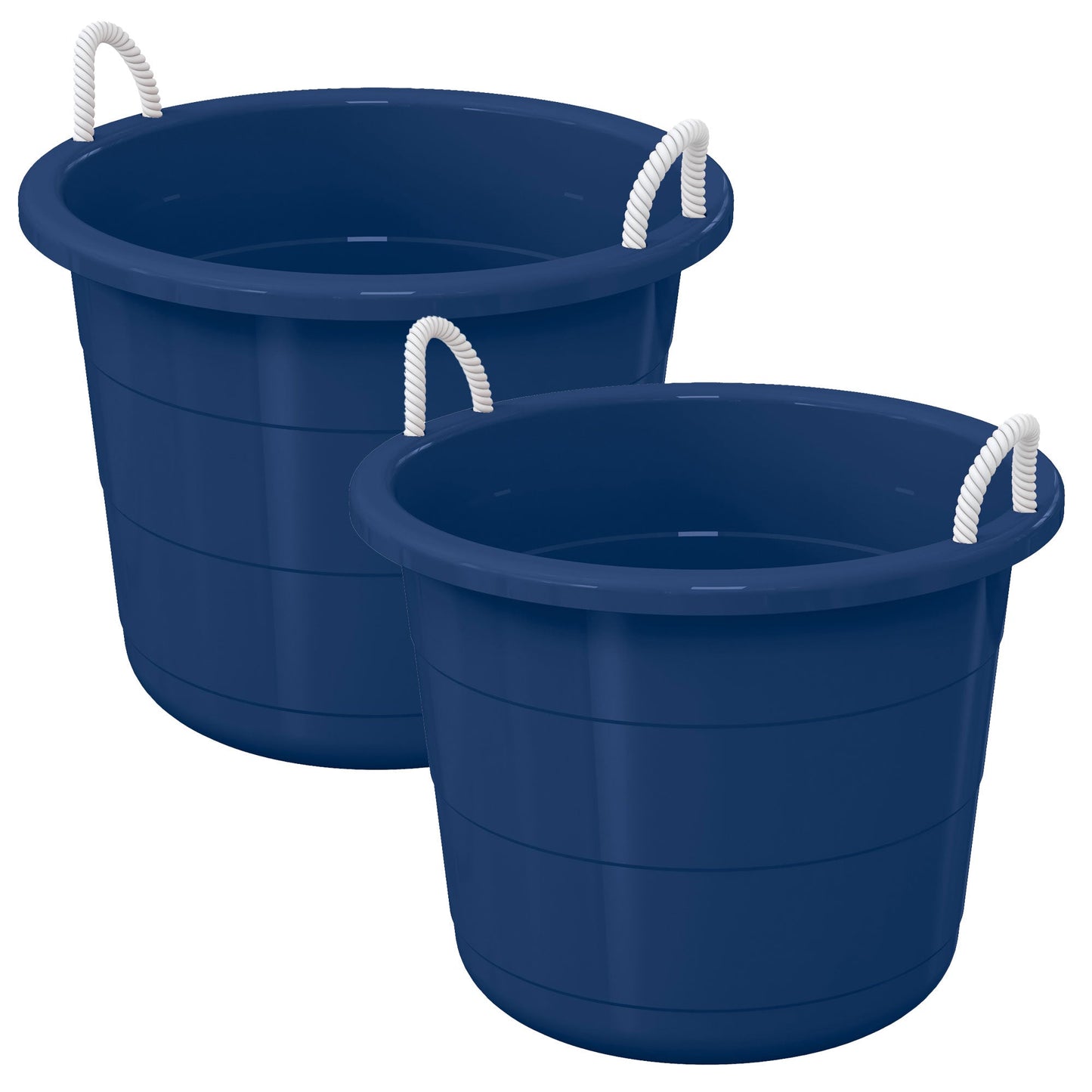 Life Story 17 Gal Plastic Storage Open Top Bucket with Rope Handles, Blue, 2 Pk