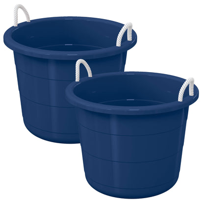 Life Story 17 Gal Plastic Storage Open Top Bucket with Rope Handles, Blue, 2 Pk