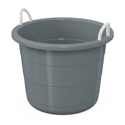 Life Story 17 Gal Plastic Storage Open Top Bucket with Rope Handles, Gray, 2 Pk
