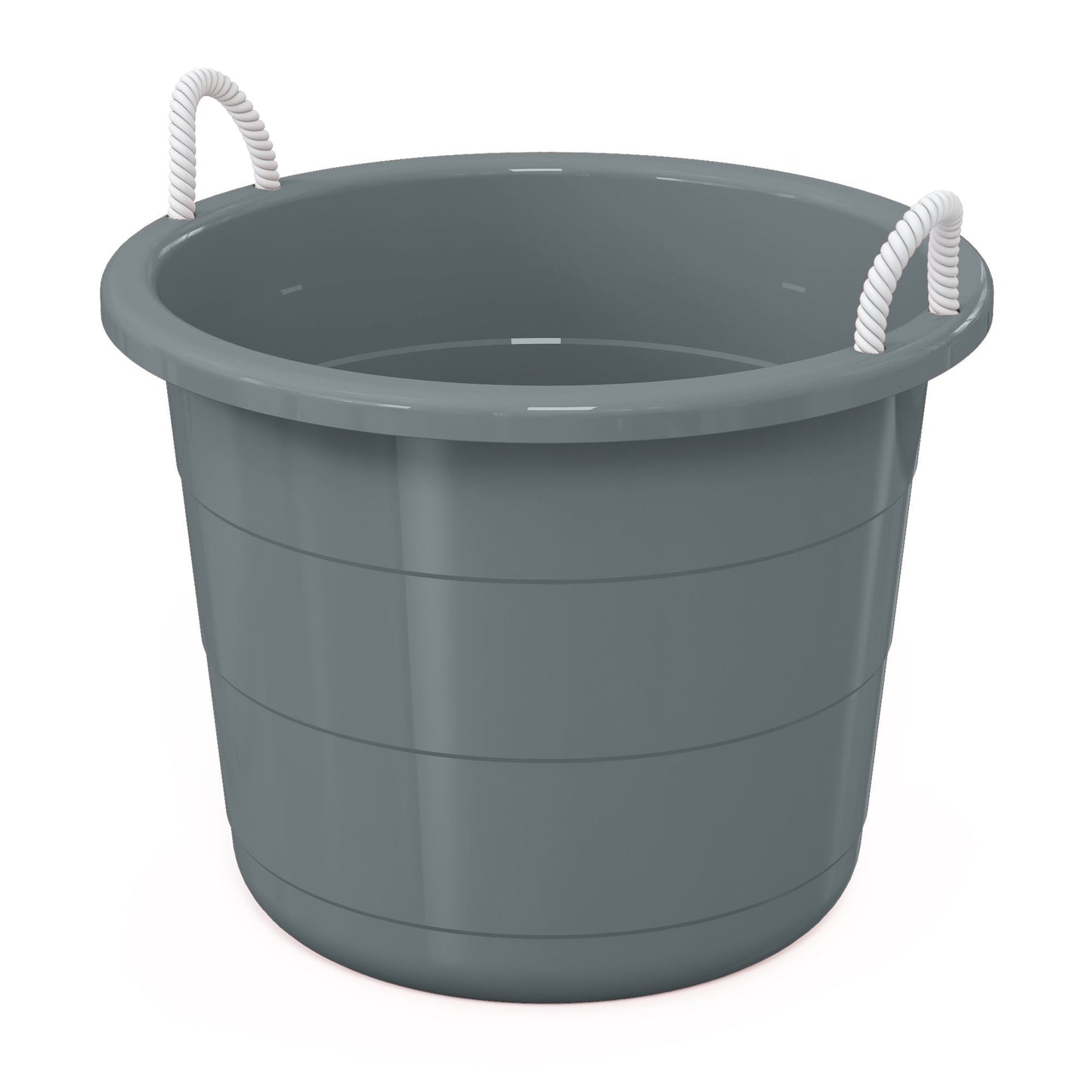 Life Story 17 Gal Plastic Storage Open Top Bucket with Rope Handles, Gray, 2 Pk