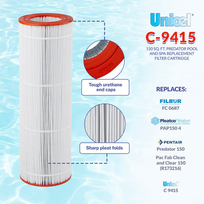 Unicel C-9415 Replacement 150 Sq Ft Swimming Pool Filter Cartridge, 175 Pleats