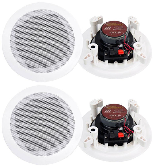 4) New PYLE PRO PDIC61RD 6.5'' White 400W 2-Way In-Ceiling/Wall Speakers System