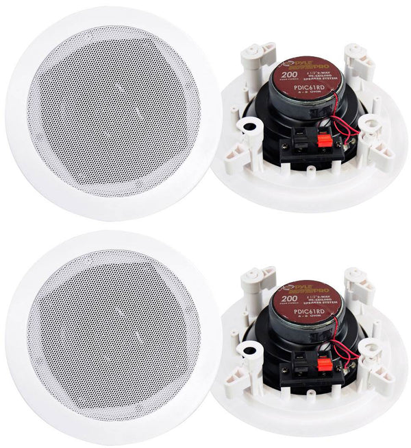 4) New PYLE PRO PDIC61RD 6.5'' White 400W 2-Way In-Ceiling/Wall Speakers System