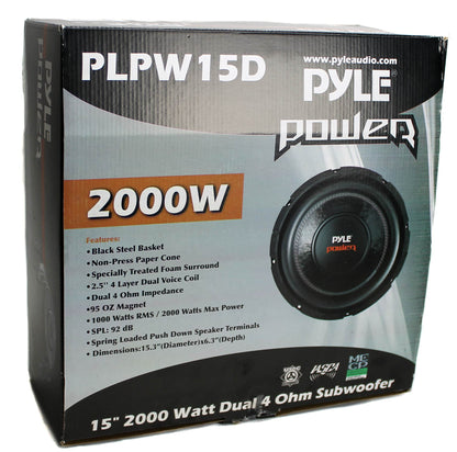 Pyle PLPW15D 15-inch 2000 Watt 4-Ohm DVC Power Car Audio Subwoofer (3 Pack) - Find Fresh Goods