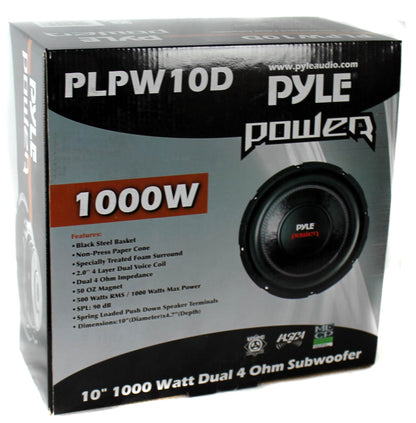 Pyle PLPW10D Power 10 Inch 1000 Watt 4 Ohm Car Audio Dual Voice Coil Subwoofer - Find Fresh Goods