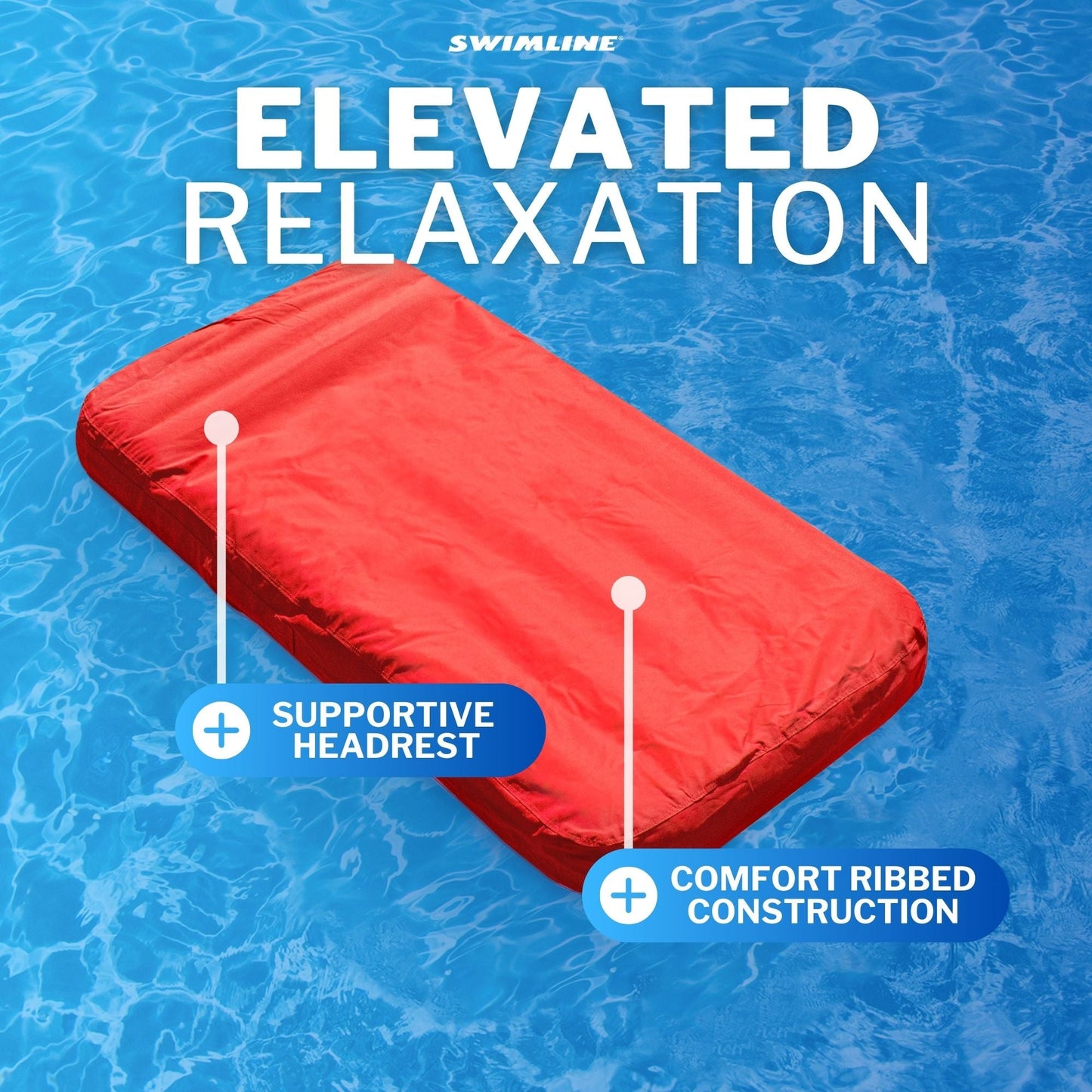 Solstice Sunsoft Fabric Covered Oversized Inflatable Water Mattress Island, Red