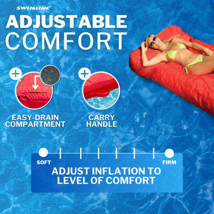 Solstice Sunsoft Fabric Covered Oversized Inflatable Water Mattress Island, Red