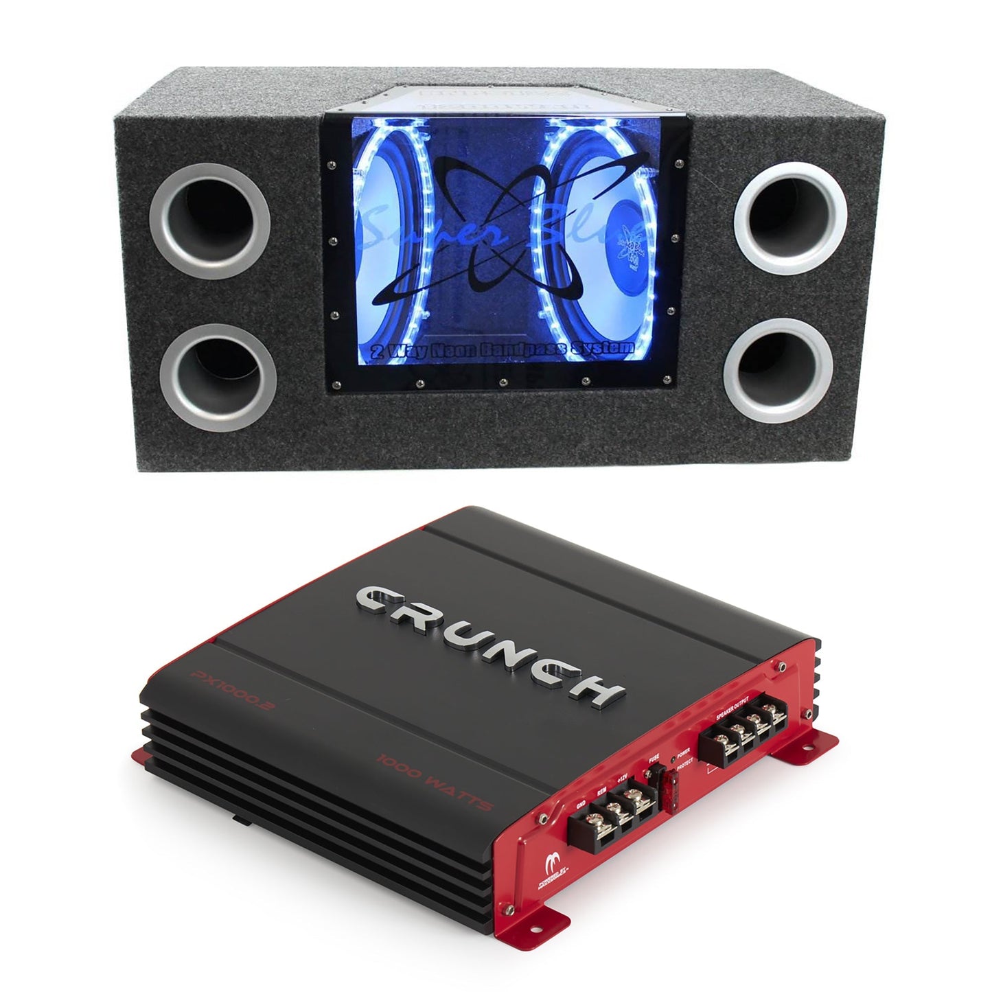 Pyramid BNPS102 10" 1000W Subwoofers Bandpass Box and PX-1000.2 1000W 2 Ch Amp - Find Fresh Goods