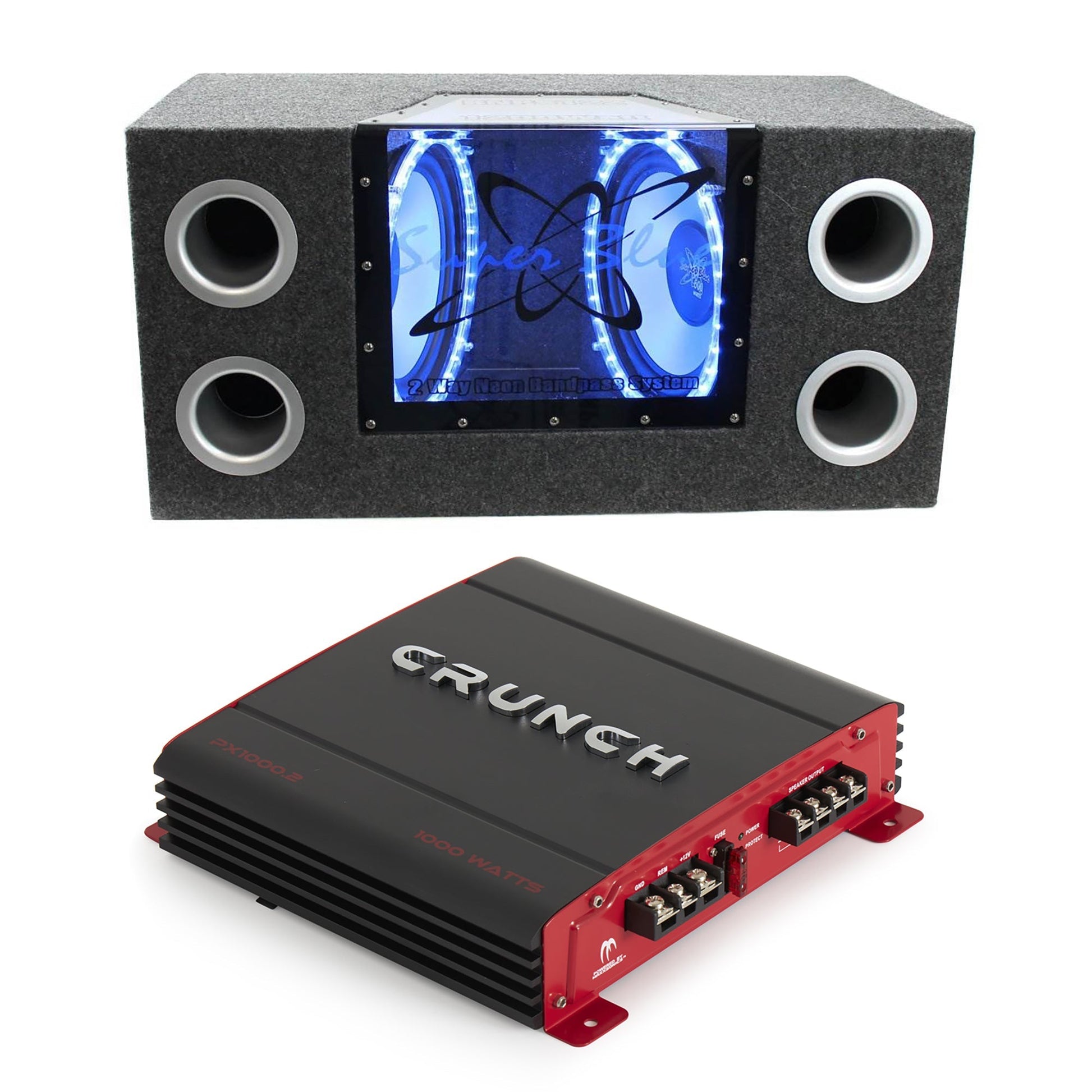 Pyramid BNPS102 10" 1000W Subwoofers Bandpass Box and PX-1000.2 1000W 2 Ch Amp - Find Fresh Goods