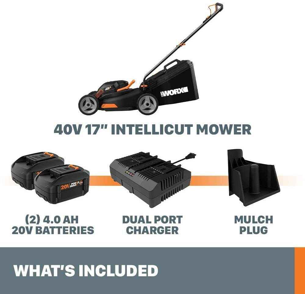 Worx WG743 40V Power Share 4.0Ah 16" Cordless Lawn Mower (Battery & Charger Included)
