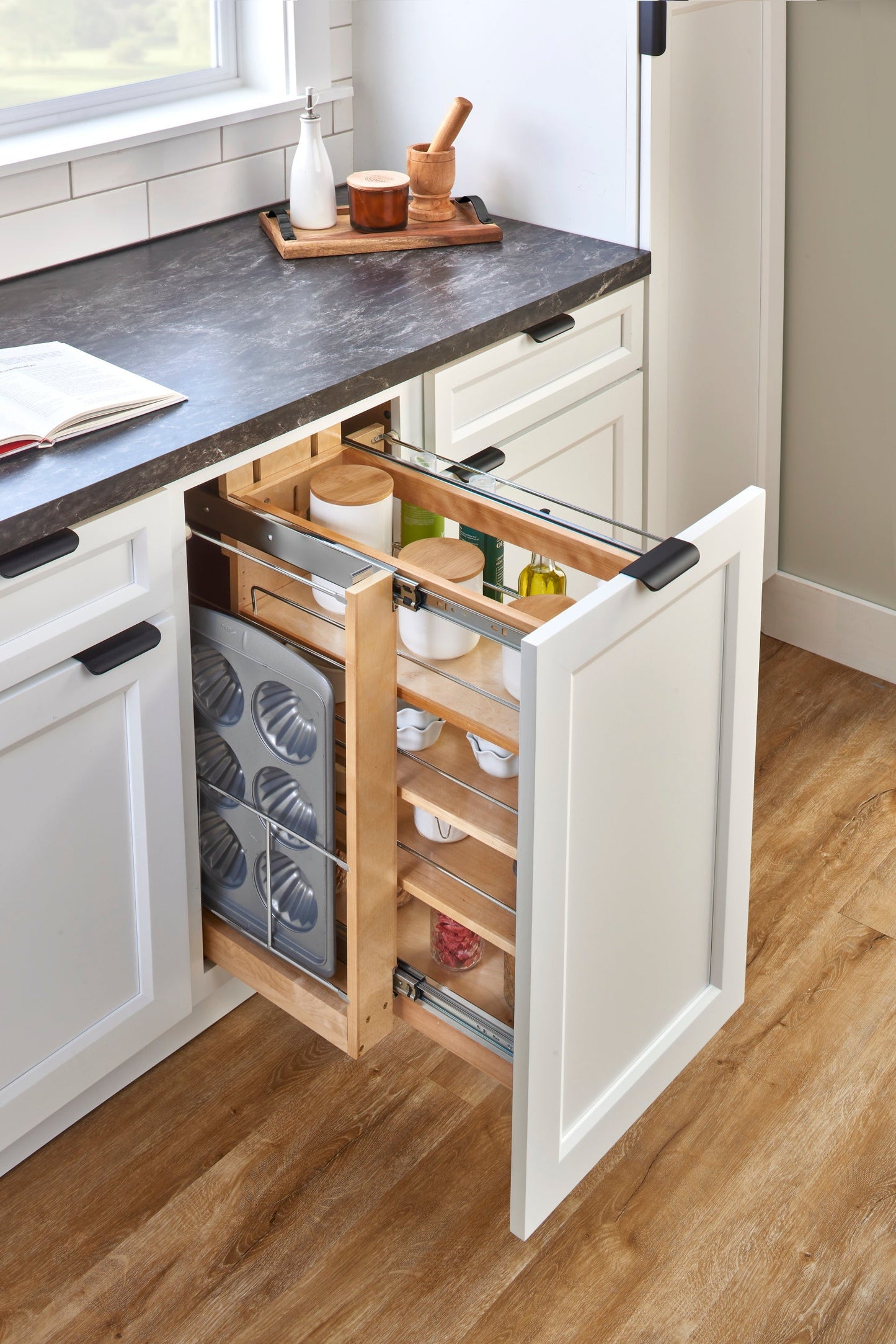 Rev-A-Shelf 8.75'' Pullout Kitchen Cabinet Organizer Soft-close, 448-BCSC-8C