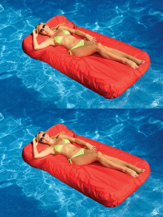 Swimline Solstice 15030R SunSoft Swimming Pool Inflatable Fabric Loungers Red, 2