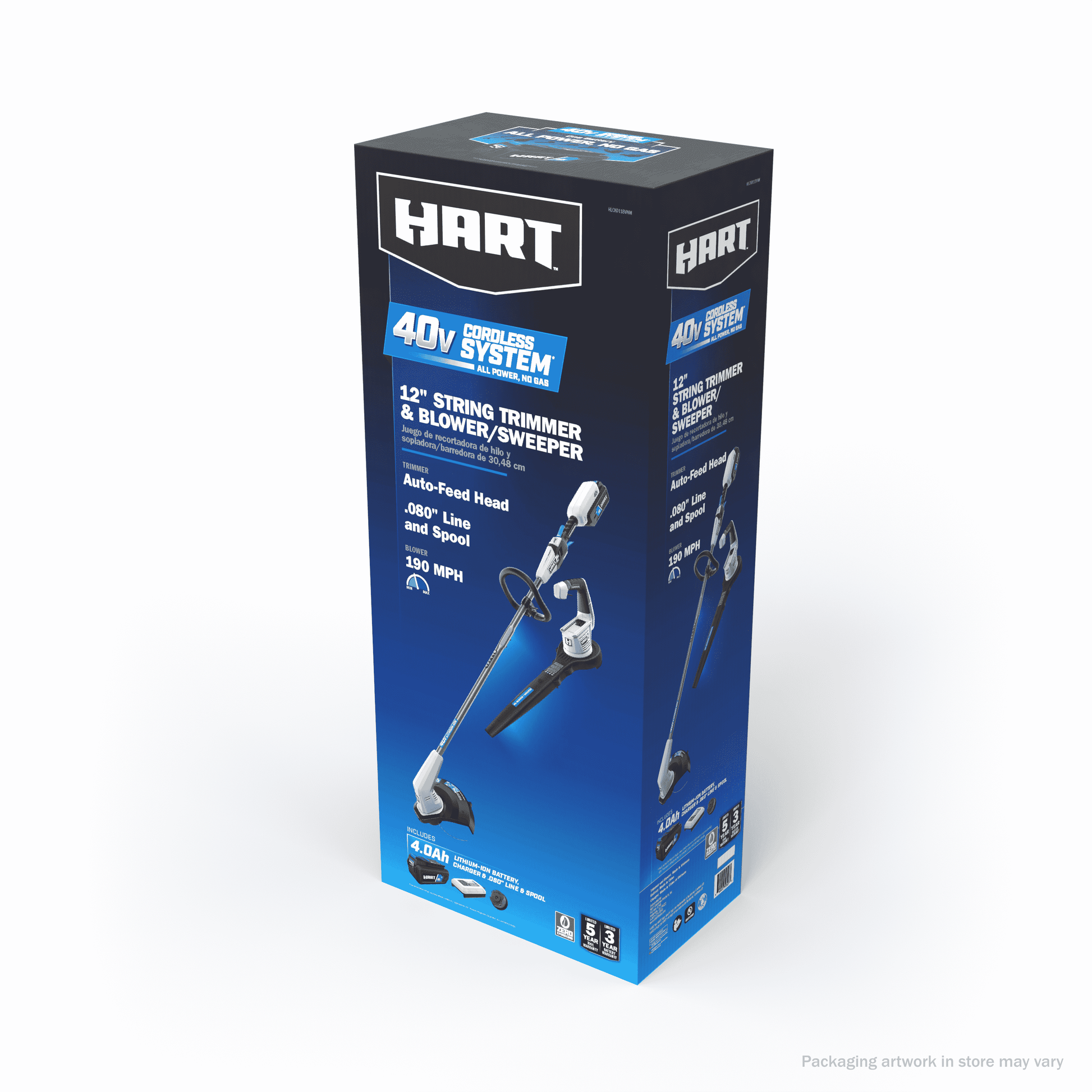 HART 40-Volt Cordless 12-inch String Trimmer and Leaf Blower Combo Kit, (1) 4.0Ah Lithium-Ion Battery