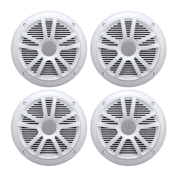 BOSS Audio MR6W 6.5" 360W Dual Cone Marine/Boat Speakers Stereo, White (4 Pack)