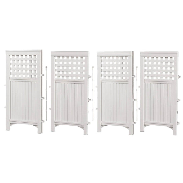 Suncast 4 Panel Screen Enclosure Freestanding Steel Resin Reversible Panel Outdoor Screen TRE, White