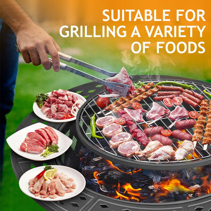 YDLW 38 inch Fire Pit for Outside 2 in 1 BBQ Wood Burning Fire Pit for Outdoor Camping Large Fire Pit Wood Bowl Firepit with Grate Spark Screen Log Grate