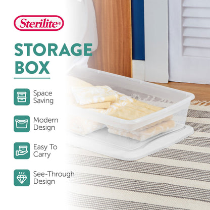 Sterilite 41 Quart Lightweight Storage Box Container with Lid, 6 Pack