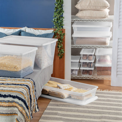 Sterilite 41 Quart Lightweight Storage Box Container with Lid, 6 Pack