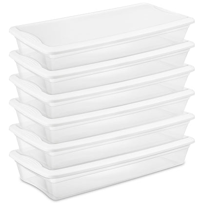 Sterilite 41 Quart Lightweight Storage Box Container with Lid, 6 Pack