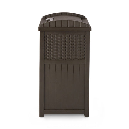 Suncast GHW1732 Trashcan Hideaway Outdoor 33 Gallon Garbage Waste Bin, Brown