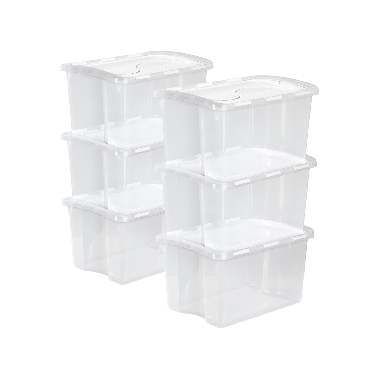 Sterilite 48 Quart Hinged Lid Storage Box Plastic Stackable Bin with Lid, 6 Pack