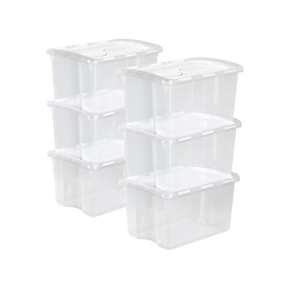 Sterilite 48 Quart Hinged Lid Storage Box Plastic Stackable Bin with Lid, 6 Pack