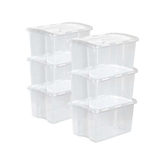 Sterilite 48 Quart Hinged Lid Storage Box Plastic Stackable Bin with Lid, 6 Pack