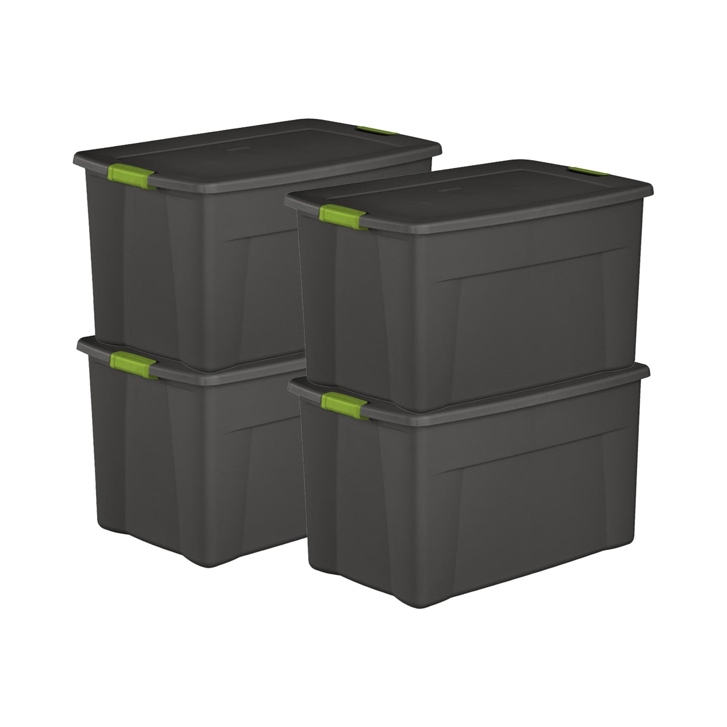 Sterilite 35 Gallon Storage Tote Box, Container Bin w/ Latch Lid, 4 Pack, Gray
