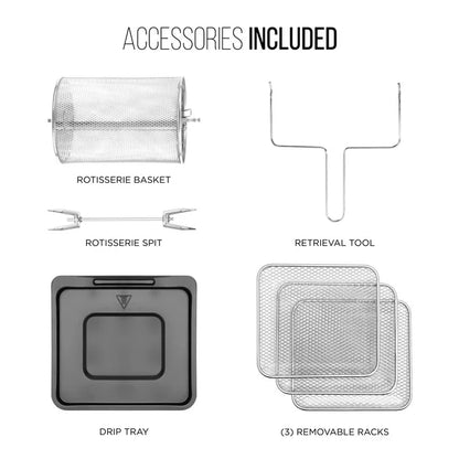 Chefman Digital Air Fryer+ Rotisserie, Dehydrator, Oven, Black, 10L