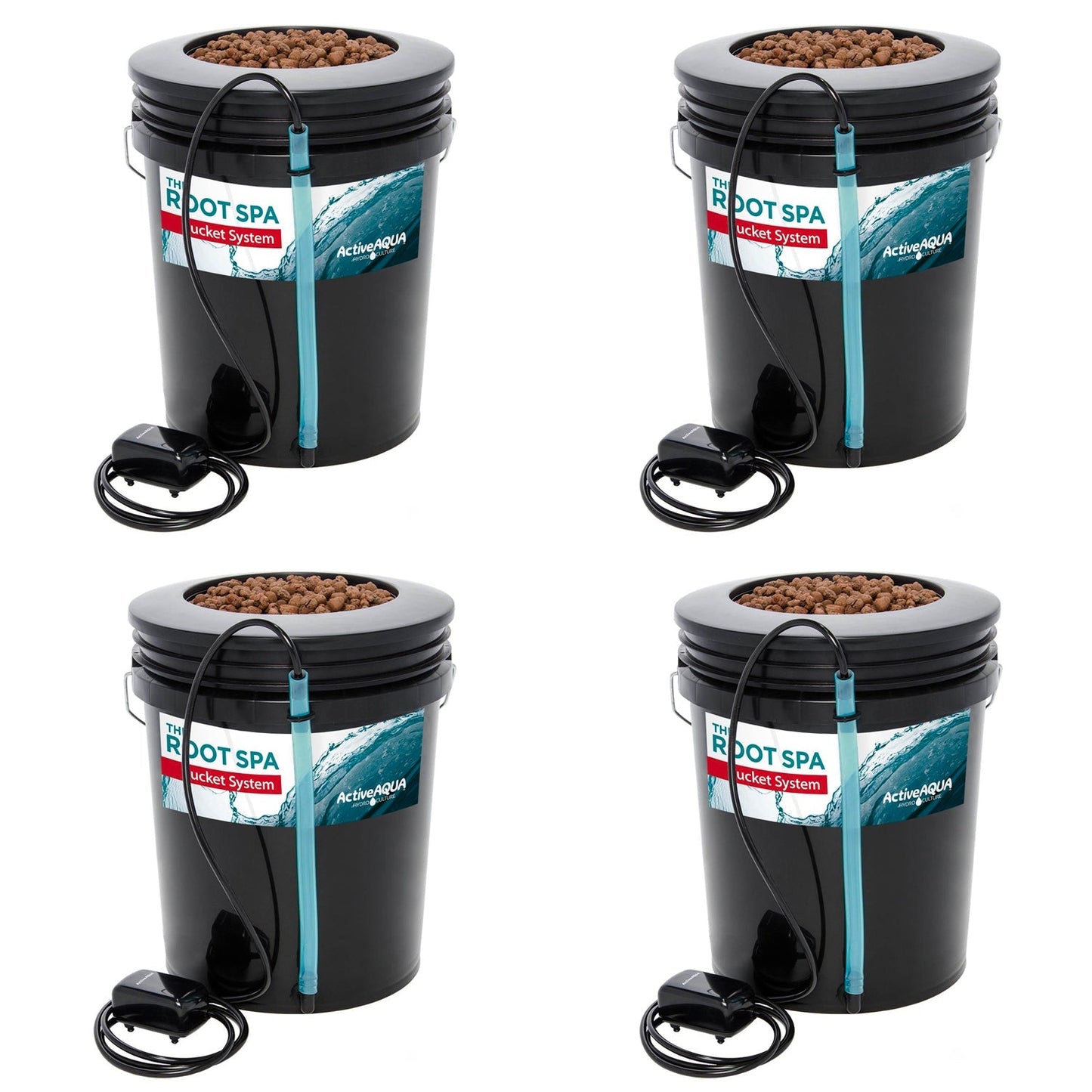 Active Aqua Root Spa 5 Gallon Hydroponic Bucket System Grow Kit (4 Pack)