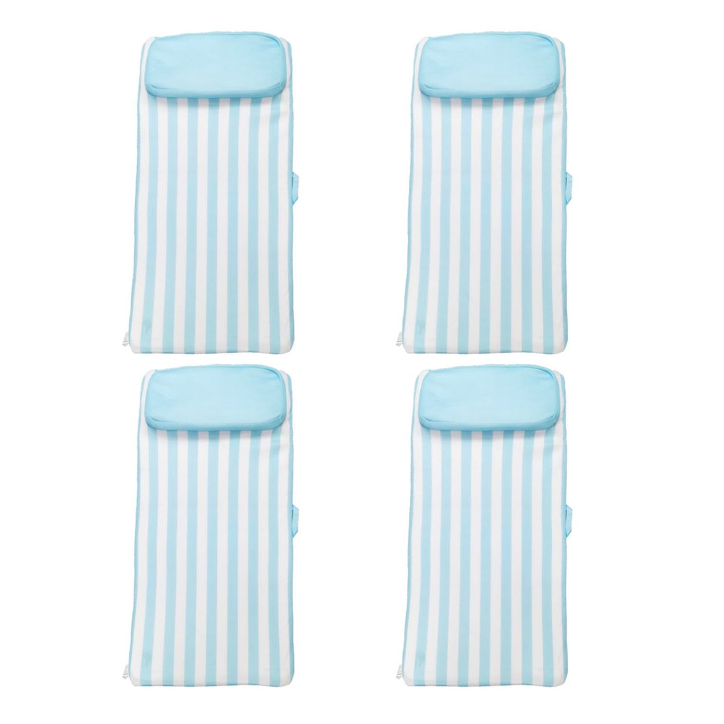 Magic Time International Sun Bed Water Lounger Pool Float w/ Pillow (4 Pack)