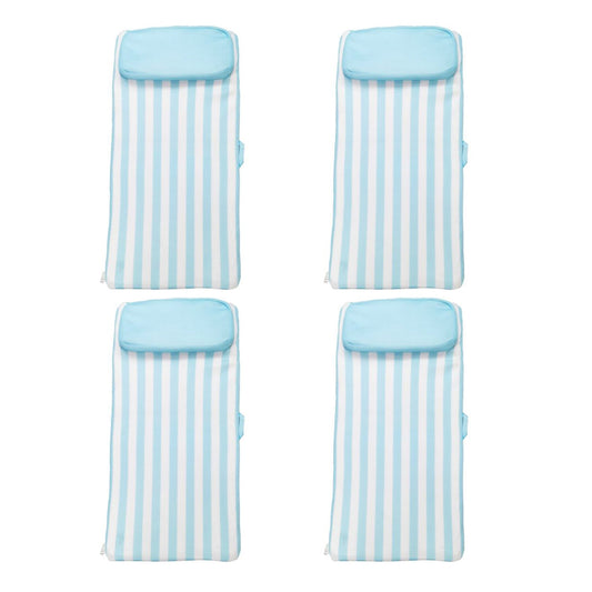 Magic Time International Sun Bed Water Lounger Pool Float w/ Pillow (4 Pack)