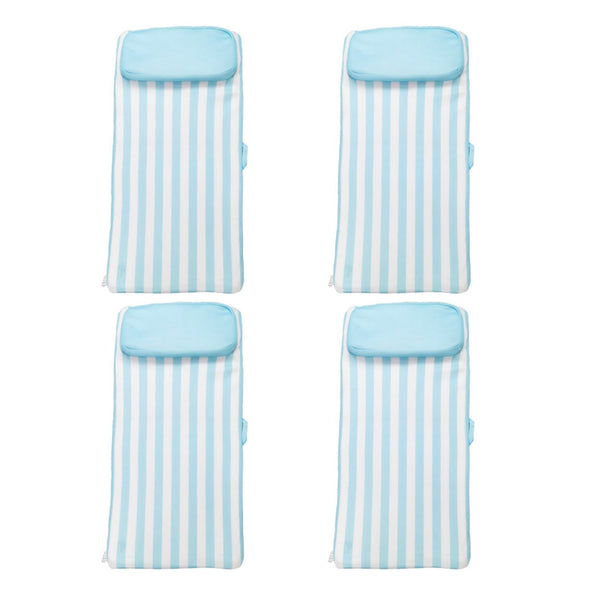 Magic Time International Sun Bed Water Lounger Pool Float w/ Pillow (4 Pack)