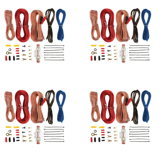 Soundstorm 8 Gauge Car Amplifier Complete Kit Wiring Installation (4 Pack)