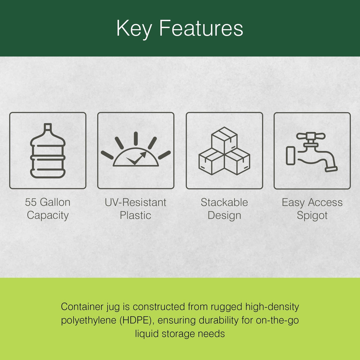 WaterPrepared 55 Gal Stackable Design Utility Water Tank with Large Cap, Blue