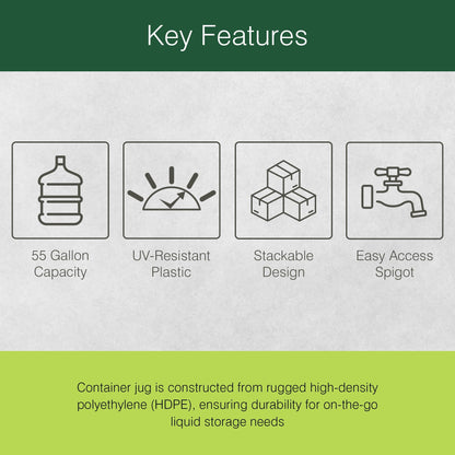 WaterPrepared 55 Gal Stackable Design Utility Water Tank with Large Cap, Blue