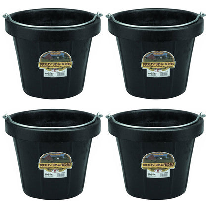Little Giant 12 qt Flexible All-Purpose Rubber Bucket w/ Steel Handle (4 Pack)