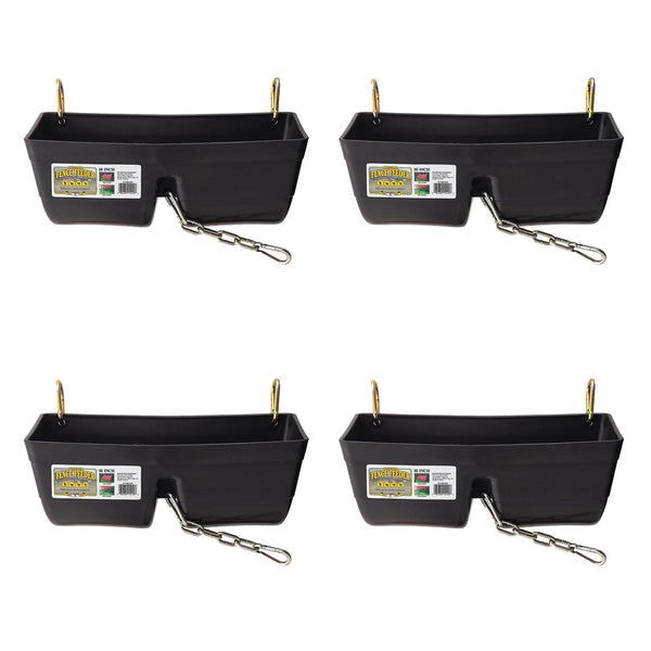 Little Giant 9 Quart Heavy Duty Feed Trough Bucket Fence Feeder, Black (4 Pack)