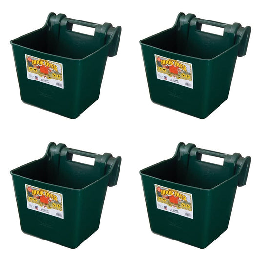 Little Giant Heavy Duty 15 Quart Mountable Plastic Hook Feeder, Green (4 Pack)