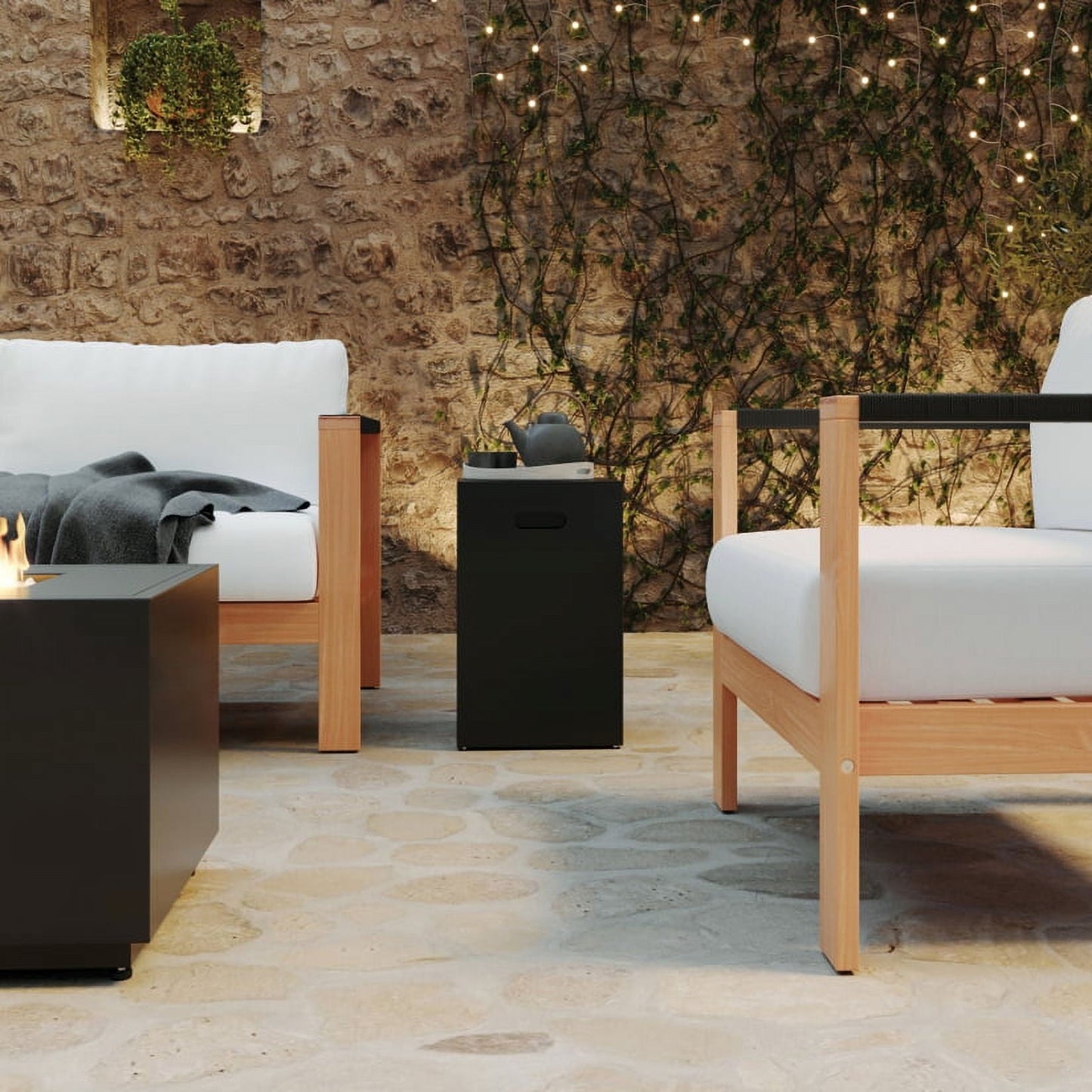 Better Homes & Gardens 42" Rectangle Gas Fire Pit, Black