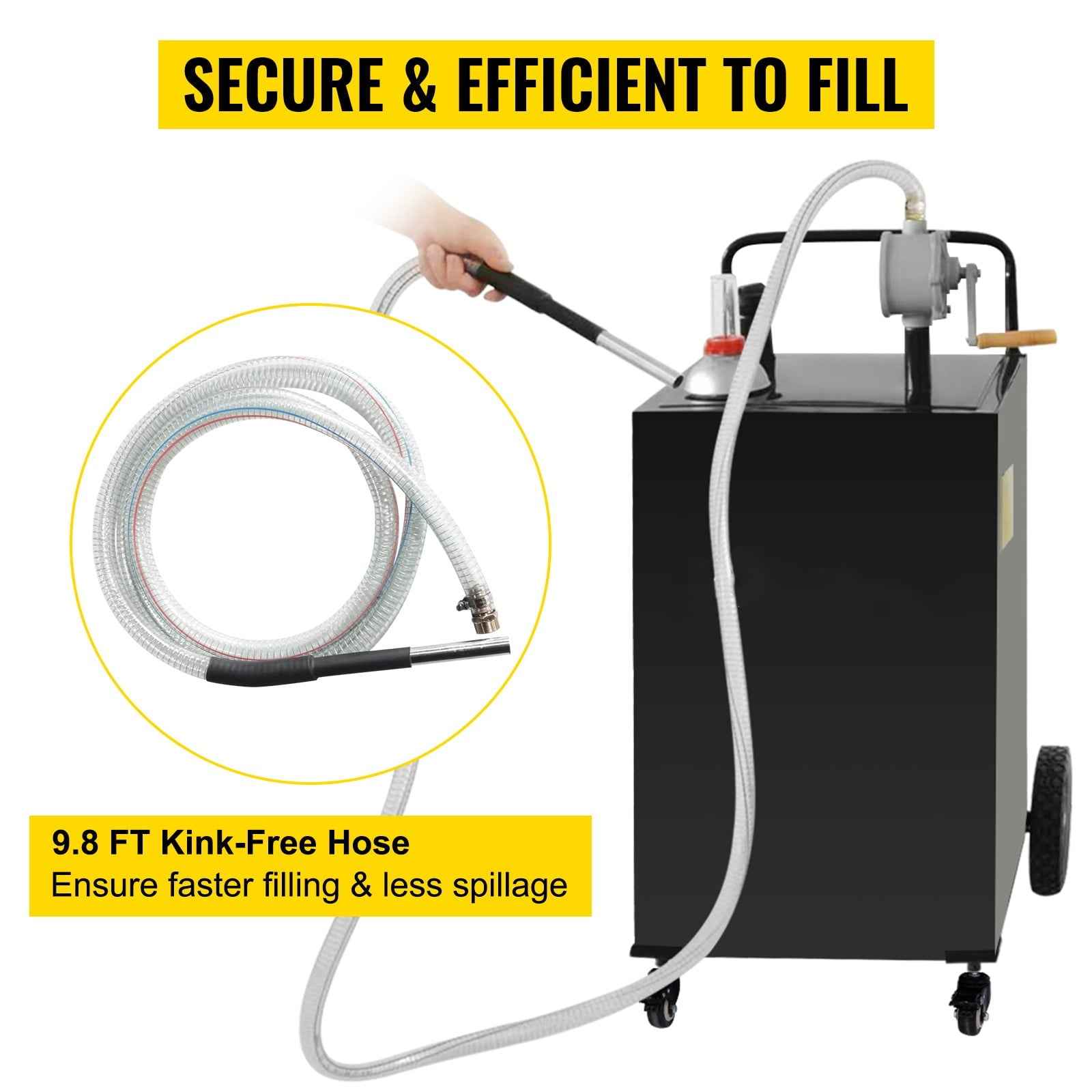 VEVOR Fuel Caddy Fuel Storage Tank 35 Gallon 4 Wheels with Manuel Pump, Black