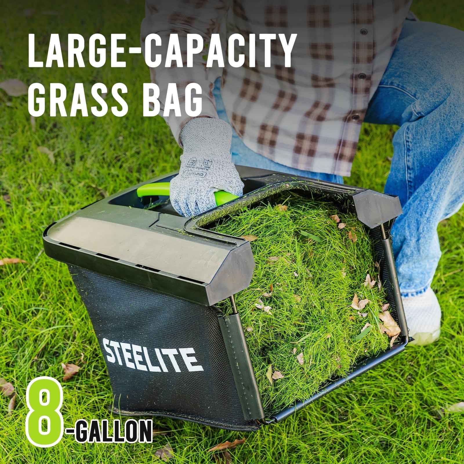 Steelite 13-Inch Cordless Lawn Mower, 21V Electric Lawn Mowers with Brushless Motor for Garden,5 Heights Adjustment, 4.0Ah Battery & Charger Included