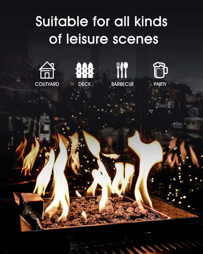 Legacy Heating 28" Square Wicker Propane Fire Pit Table - 50,000BTU, Lava Rock, ETL Certified - Patio, Deck, Backyard