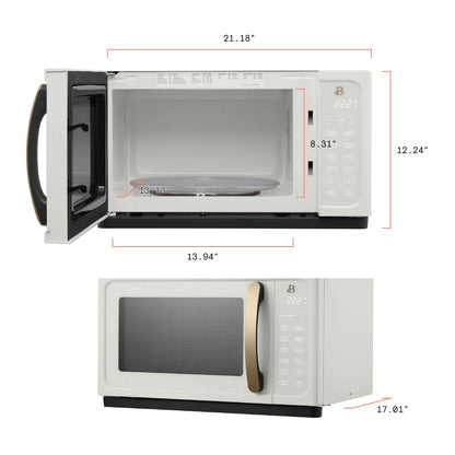 Beautiful 1.1 Cu ft 1000 Watt, Sensor Microwave Oven, White Icing by Drew Barrymore, New