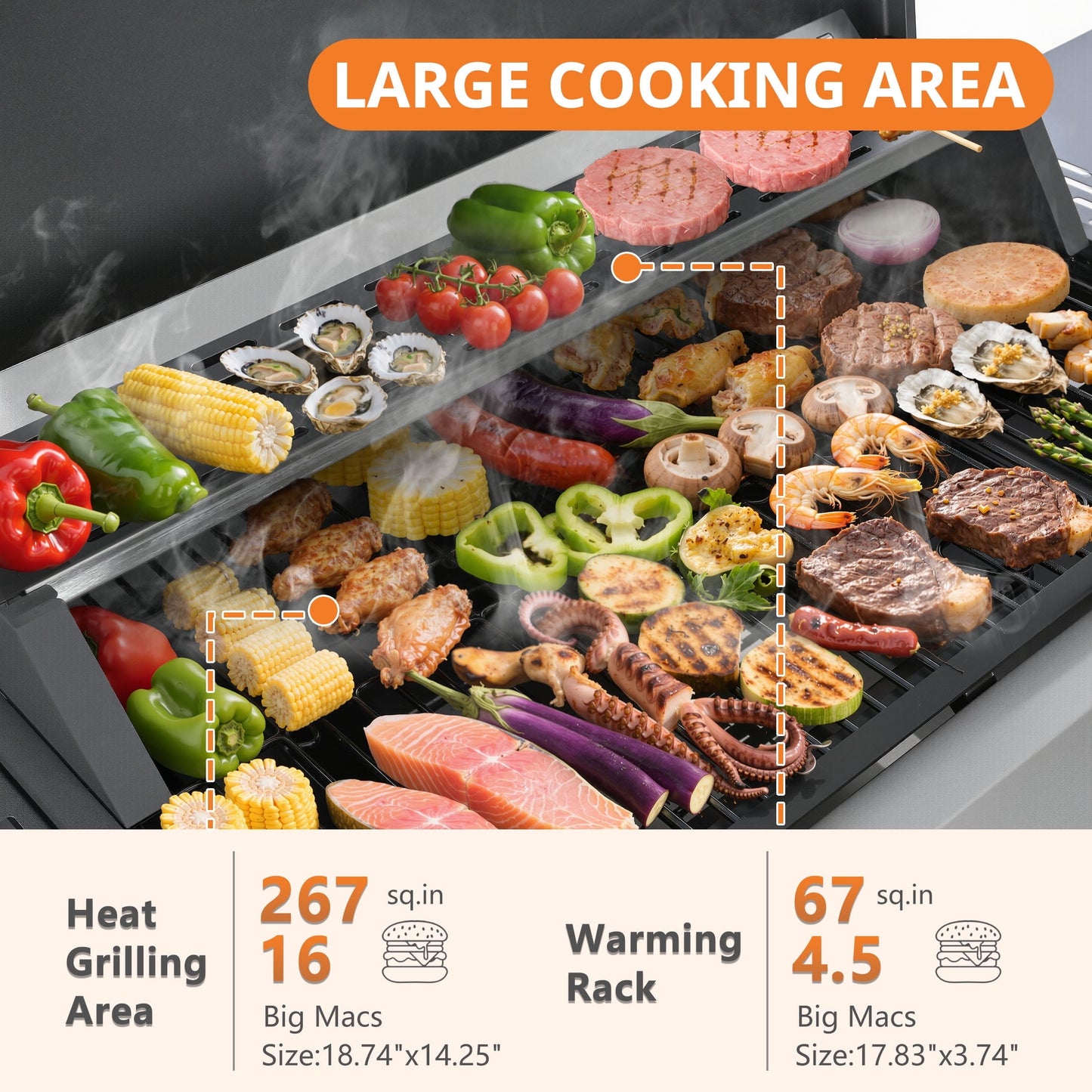 Enyopro 3-Burner Propane Gas Grill, 30000 BTU BBQ Grill with Foldable Side Table, Stainless Steel Warming Rack, Hooks, and Built-In Bottle Opener for Outdoor Barbecue