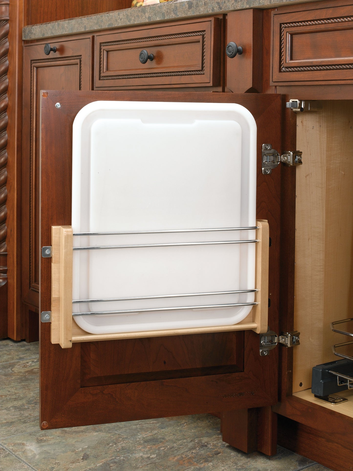 Rev-A-Shelf Kitchen Cabinet Wood Door Mount w/ Polymer Cutting Board, 4DMCB-15P