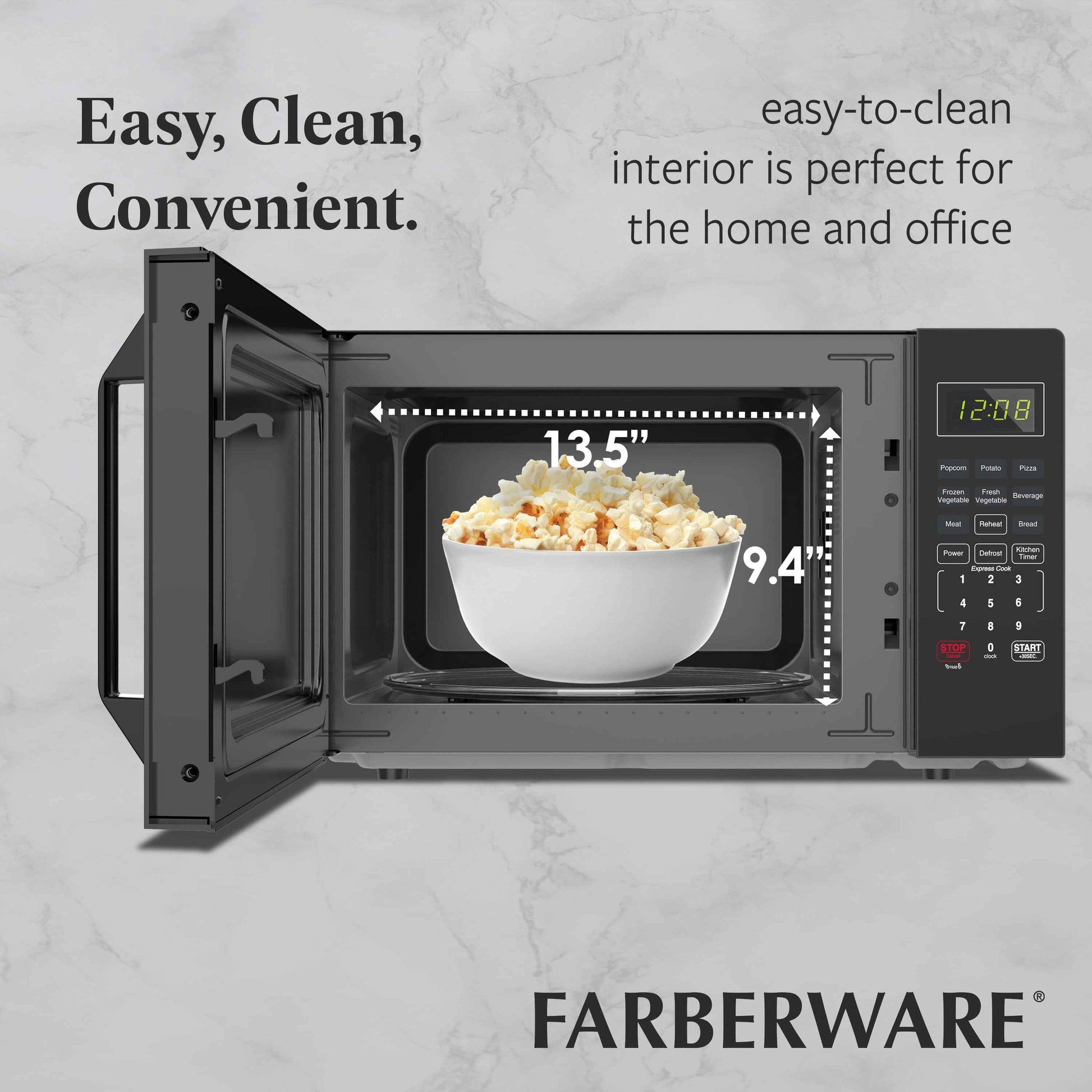 Farberware 1.1 Cu. Ft. 1000-Watt Compact Microwave Oven, Black