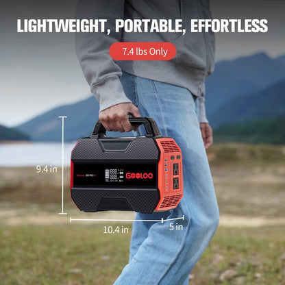 GOOLOO Discovery 300 PRO Power Station: 230Wh Solar Generator with 300W AC Output, 12V DC, and Multiple USB Ports, Perfect for Camping, RV, and Emergency Power Needs