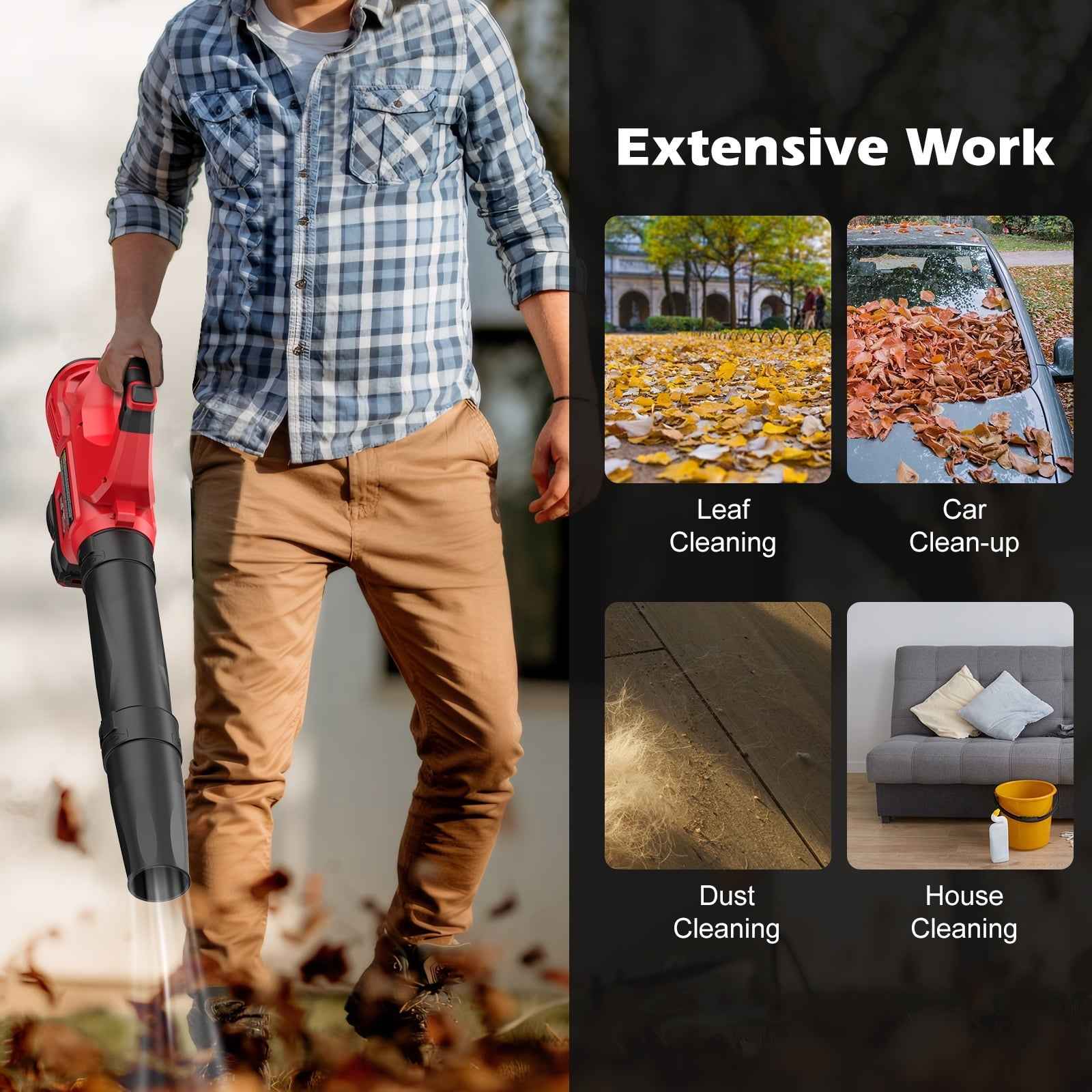 PowerSmart 40V Cordless Leaf Blower, 450 CFM 130 mph, Includes 2 x 2.0Ah Batteries & Chargers